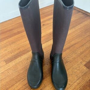 Zara Basic Green Rubber Rainboot Style Knee High Boots Size 7
